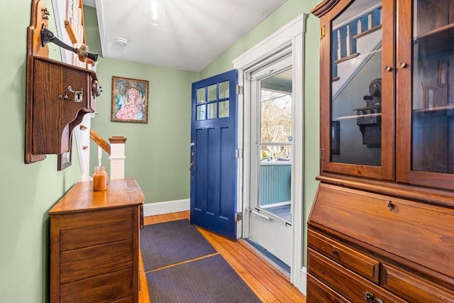 doorway featuring light hardwood / wood-style floors