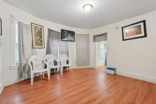 sitting room featuring light hardwood / wood-style floors