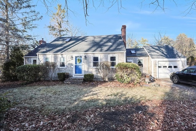 110 Acushnet Rd, Mattapoisett, MA 02739 - new england style home featuring driveway, a chimney, and a garage