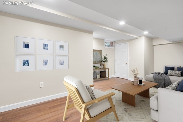 living room with wood-type flooring