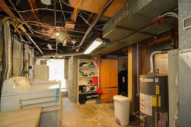 82 Circuit Ave, Weymouth, MA 02188 - below grade area featuring gas water heater and washing machine and dryer