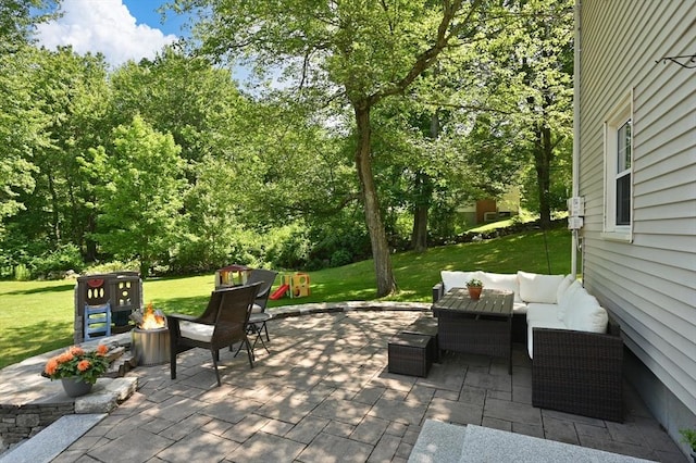 241 W Main St, Westborough, MA 01581 - view of patio / terrace with an outdoor living space with a fire pit