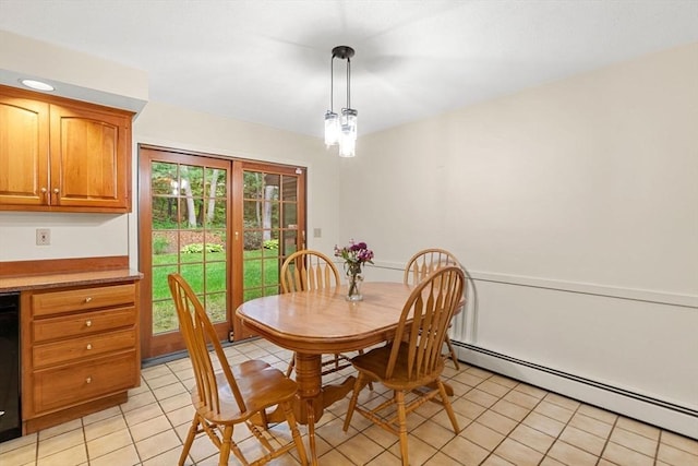 369 Border Rd, Concord, MA 01742 - dining area with a baseboard radiator and light tile patterned floors
