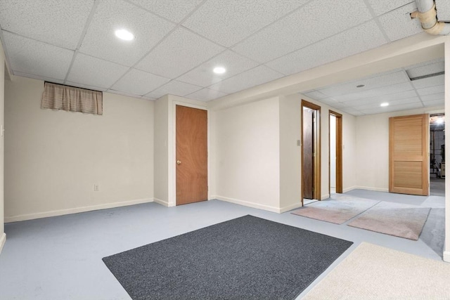 369 Border Rd, Concord, MA 01742 - finished below grade area featuring recessed lighting and a paneled ceiling