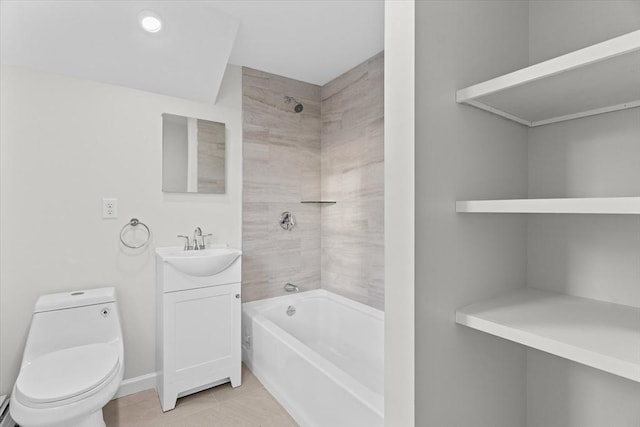 full bathroom with tile patterned flooring, vanity, toilet, and shower / bathtub combination