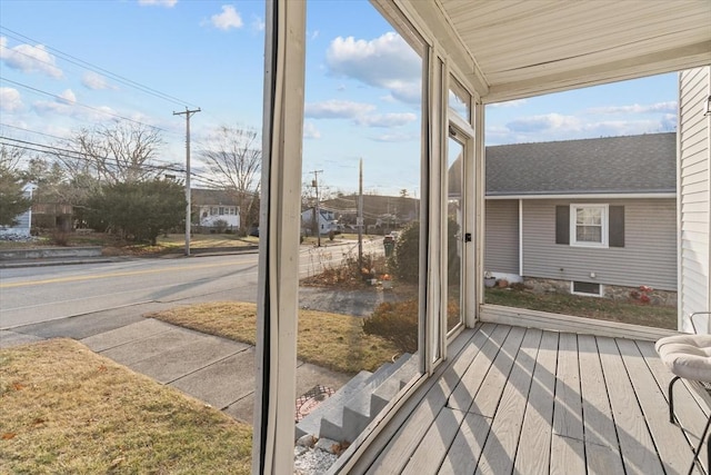 view of unfurnished sunroom