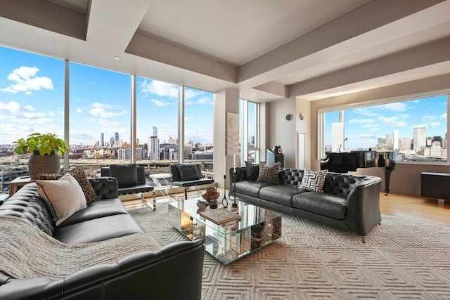 living room featuring light hardwood / wood-style floors