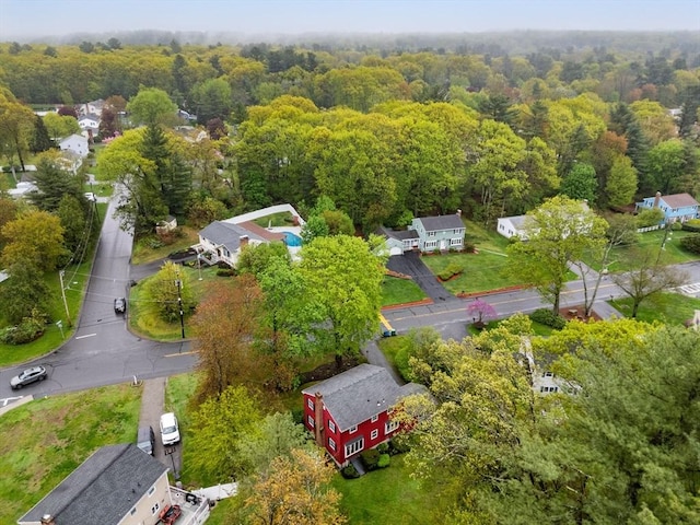 aerial view of a heavily wooded area