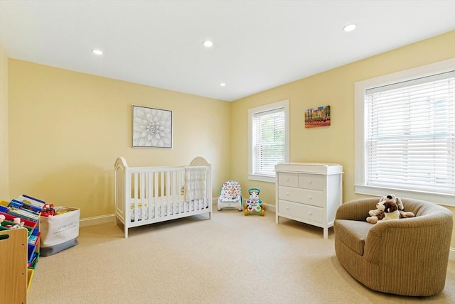 2 Cumston St Unit 2, Boston, MA 02118 - bedroom featuring carpet, a nursery area, recessed lighting, and baseboards