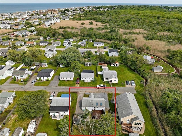 44 Macarthur Ln, Marshfield, MA 02050 - aerial view of residential area with property parcel outlined and a nearby body of water