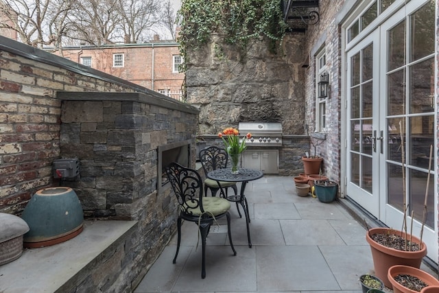 view of patio featuring french doors and area for grilling