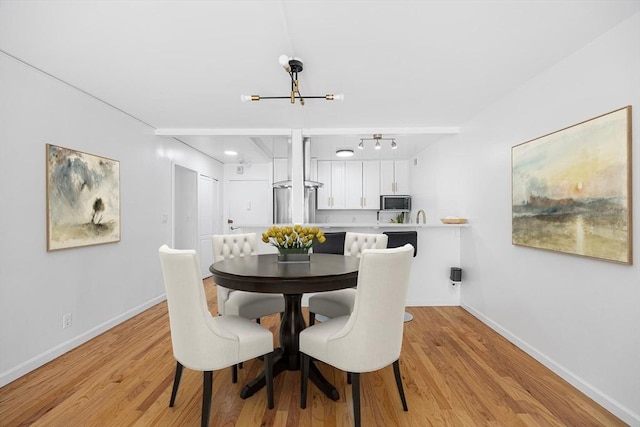 99 Pond Ave Unit 202, Brookline, MA 02445 - dining area with a chandelier and light wood finished floors