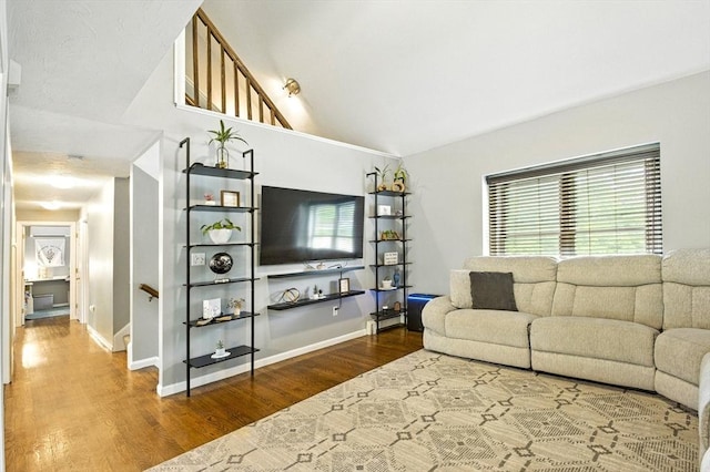 1 Cherry Tree Ln, Plainville, MA 02762 - living area featuring wood finished floors and high vaulted ceiling
