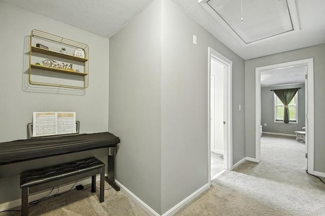 1 Cherry Tree Ln, Plainville, MA 02762 - hall with attic access and carpet flooring