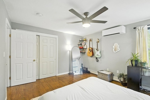 1 Cherry Tree Ln, Plainville, MA 02762 - bedroom with a wall mounted AC, multiple windows, and wood finished floors