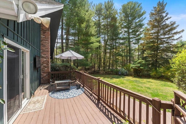 deck with a yard
