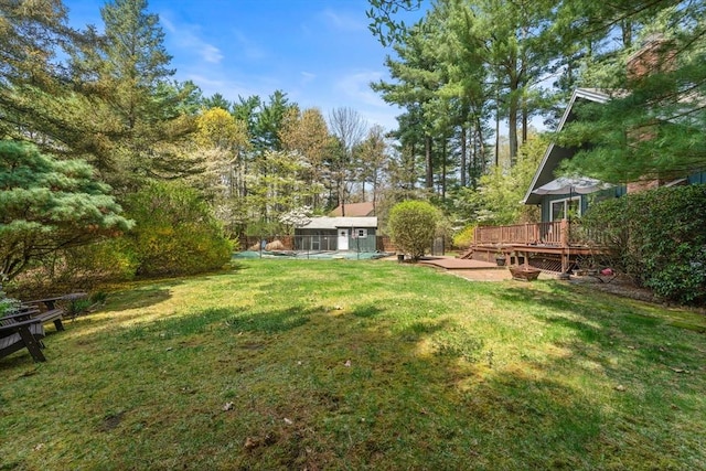 view of yard featuring a deck