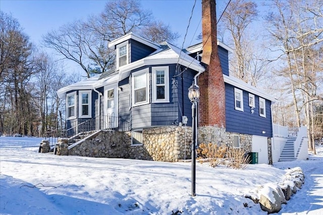 view of snow covered exterior