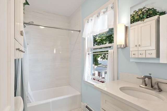 19 Franklin St, Wakefield, MA 01880 - bathroom with  shower combination, vanity, and a baseboard radiator