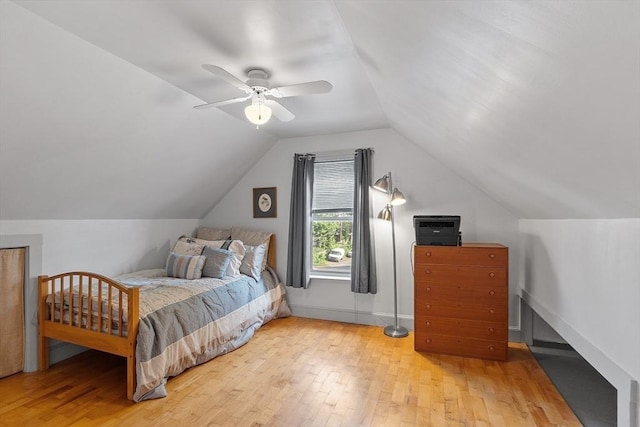 19 Franklin St, Wakefield, MA 01880 - bedroom featuring light wood-style floors, lofted ceiling, and ceiling fan