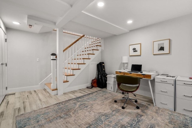11 Cameron St Unit 1, Brookline, MA 02445 - office featuring wood finished floors, baseboards, and recessed lighting