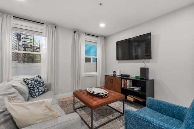 11 Cameron St Unit 1, Brookline, MA 02445 - living area with recessed lighting and baseboards