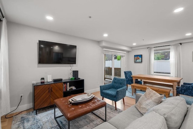11 Cameron St Unit 1, Brookline, MA 02445 - living area featuring recessed lighting, baseboards, and light wood finished floors