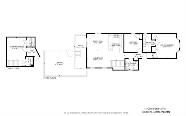 11 Cameron St Unit 1, Brookline, MA 02445 - floor plan / room layout