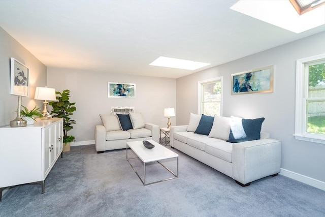 6 Macarthur Rd, Natick, MA 01760 - carpeted living area featuring a skylight