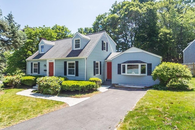 6 Macarthur Rd, Natick, MA 01760 - cape cod house featuring a front lawn and asphalt driveway
