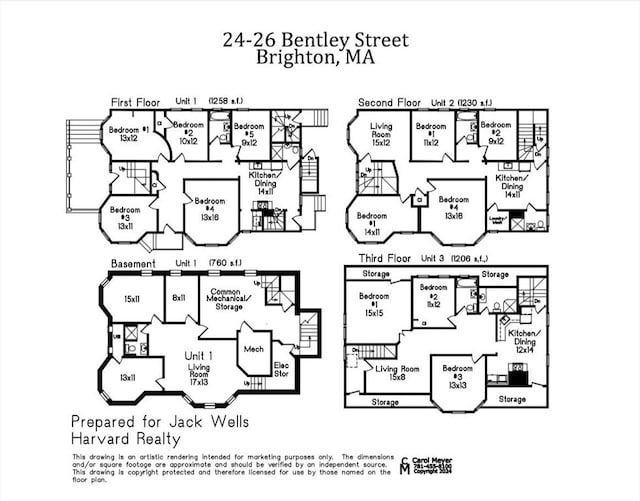 24-26 Bentley St, Boston, MA 02135 - view of floor plan / room layout