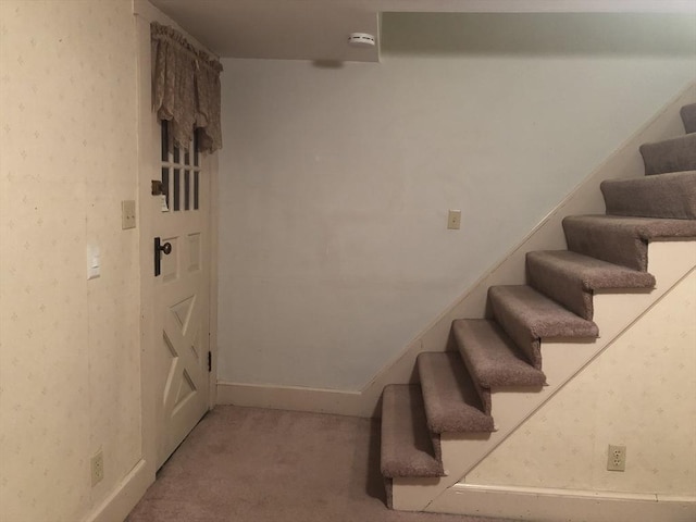 stairs with carpet floors