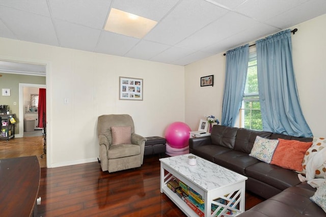 376 N Underwood St, Fall River, MA 02720 - living area with a paneled ceiling and wood-type flooring