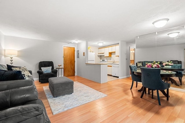 living area with light wood-type flooring