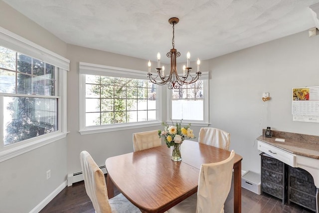 14 Pleasant View Ave, Lynn, MA 01902 - dining room with dark wood-style floors, a chandelier, and baseboard heating