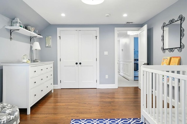 12 Olde Lyme Rd, Winchester, MA 01890 - bedroom featuring wood finished floors, a closet, recessed lighting, baseboards, and a nursery area