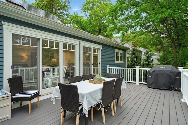 12 Olde Lyme Rd, Winchester, MA 01890 - wooden deck with grilling area and outdoor dining area