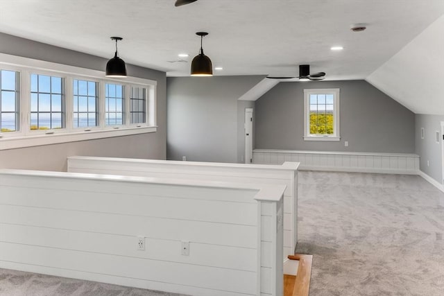 29 Sheppard Rd, Bourne, MA 02562 - additional living space with carpet floors, a ceiling fan, lofted ceiling, recessed lighting, and baseboards