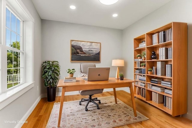 29 Sheppard Rd, Bourne, MA 02562 - office featuring light wood-type flooring, baseboards, and recessed lighting
