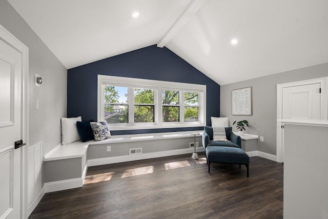 living area featuring wood finished floors, baseboards, and recessed lighting