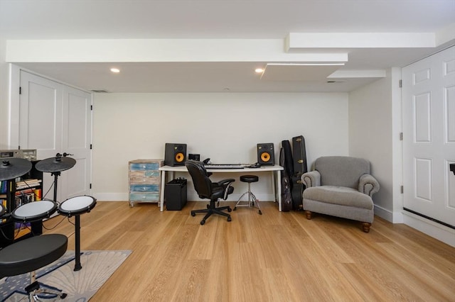 6 Macdonald Ter Unit E, Scituate, MA 02066 - home office with light wood finished floors, baseboards, and recessed lighting