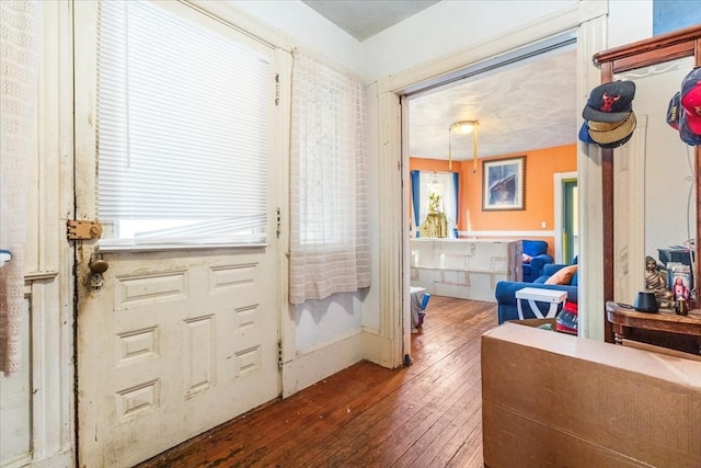 doorway featuring plenty of natural light and wood-type flooring