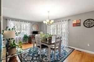 5 Comanche Cir Unit 5, Haverhill, MA 01835 - dining area with a chandelier, baseboards, and wood finished floors
