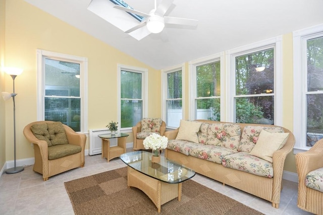 17 Stable Way, Medway, MA 02053 - sunroom featuring tile patterned flooring, vaulted ceiling, baseboards, and a skylight