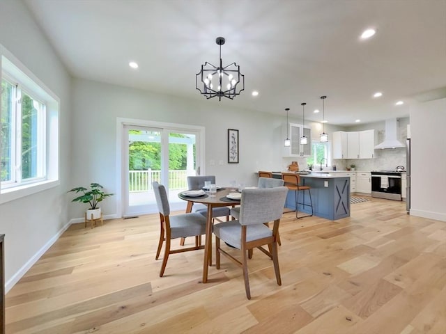 101 N Rd, Westfield, MA 01085 - dining area featuring recessed lighting, light wood-style floors, and a chandelier