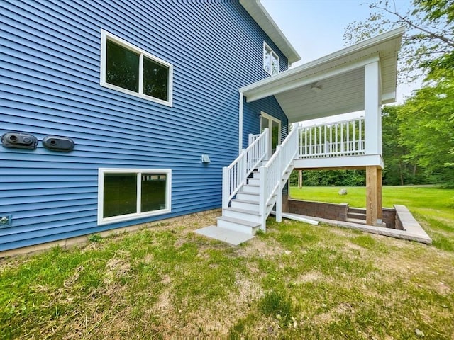 101 N Rd, Westfield, MA 01085 - back of house with stairway, a yard, and a wooden deck