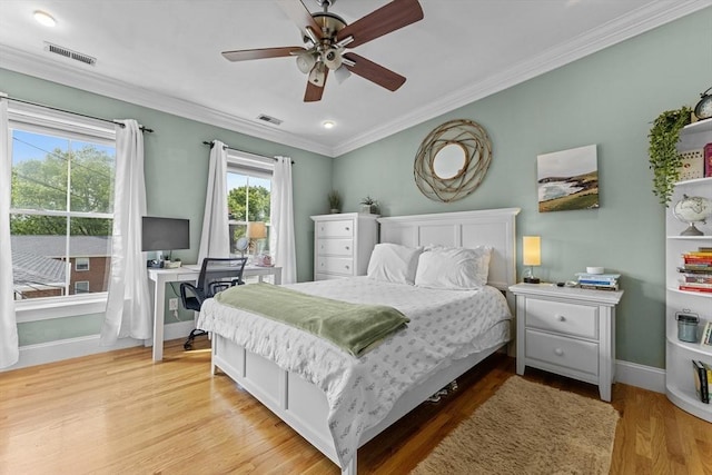 10 Mitchell St Unit 3, Boston, MA 02127 - bedroom with ornamental molding, light wood finished floors, and ceiling fan