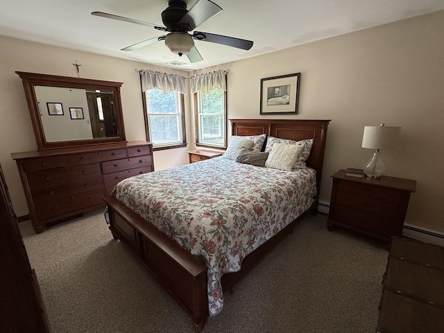 69 Hickory Dr, Raynham, MA 02767 - bedroom featuring light carpet, ceiling fan, and a baseboard radiator