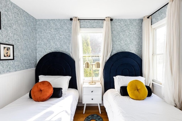 bedroom with wood-type flooring