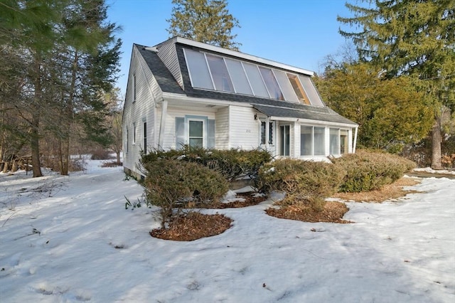 view of snow covered exterior